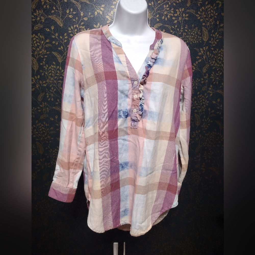 Anthropologie Isabella Sinclair Plaid Ruffle Top